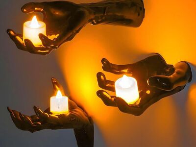 NEW Scary Halloween Decorations Indoor, Set of 3 Spooky Reaching Hands Wall Decor with Light Up Candles