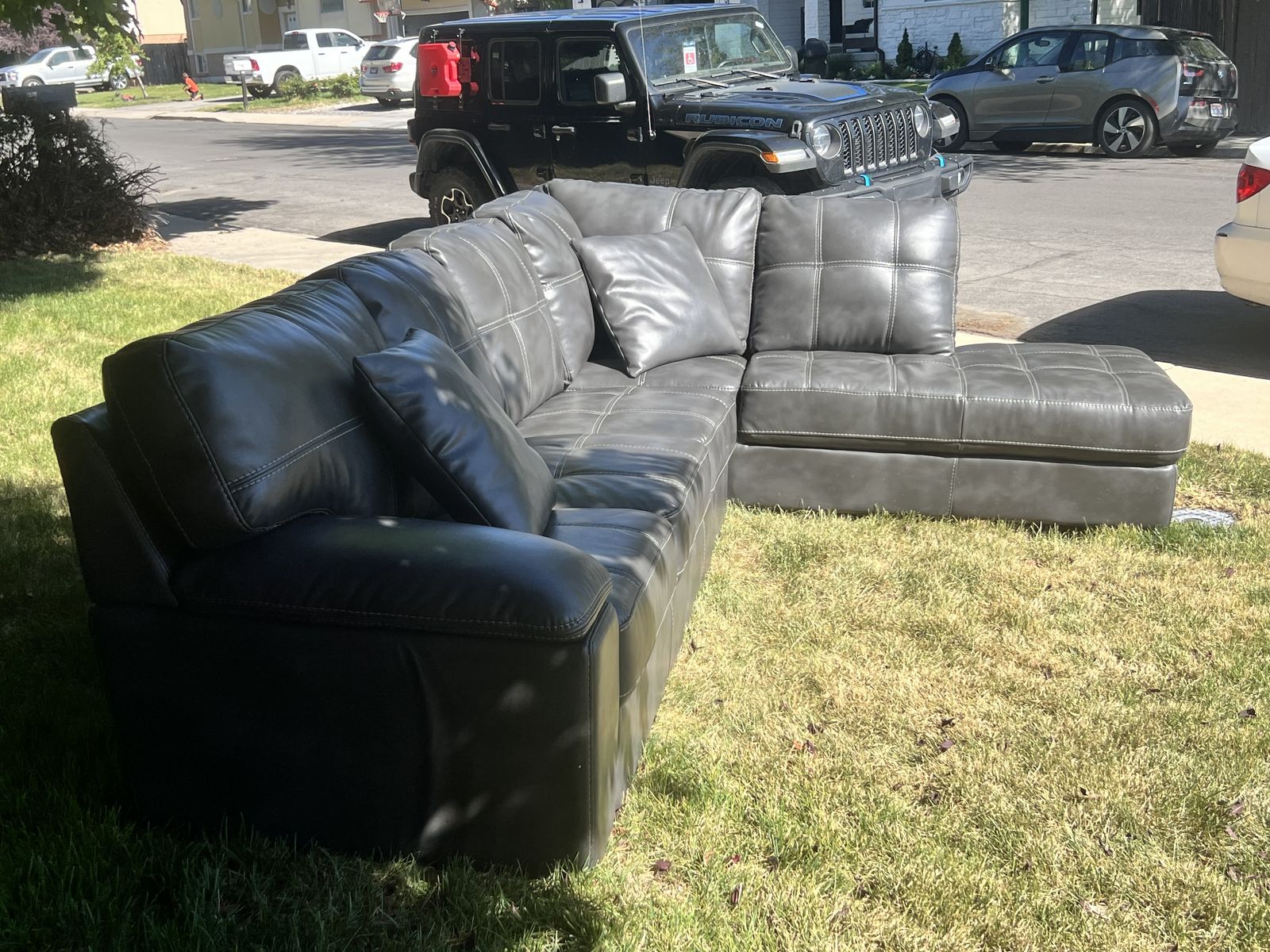 Leather sectional couch