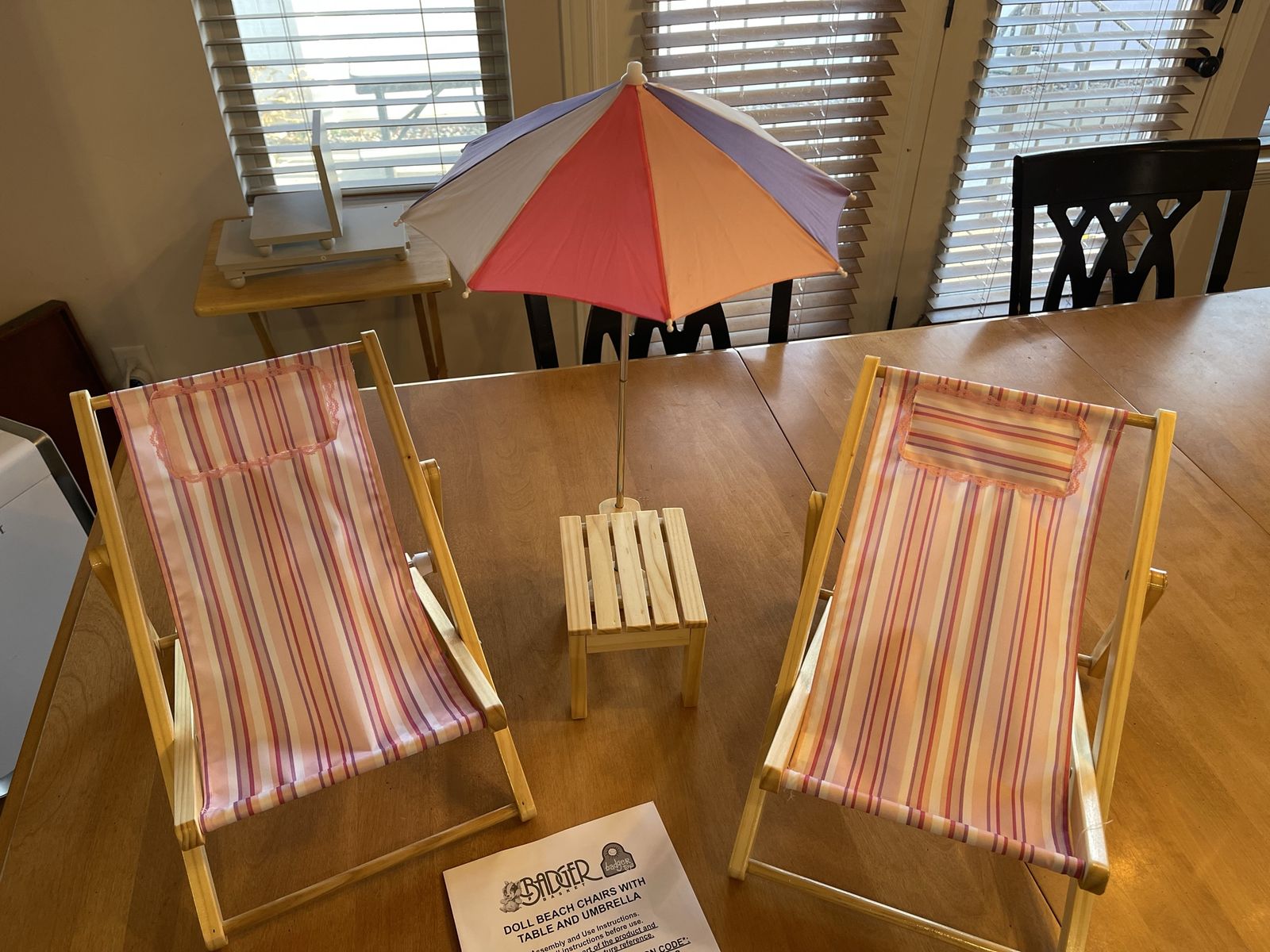 Badger Basket Doll Beach Chairs, Table & Umbrella Set for 18" Dolls