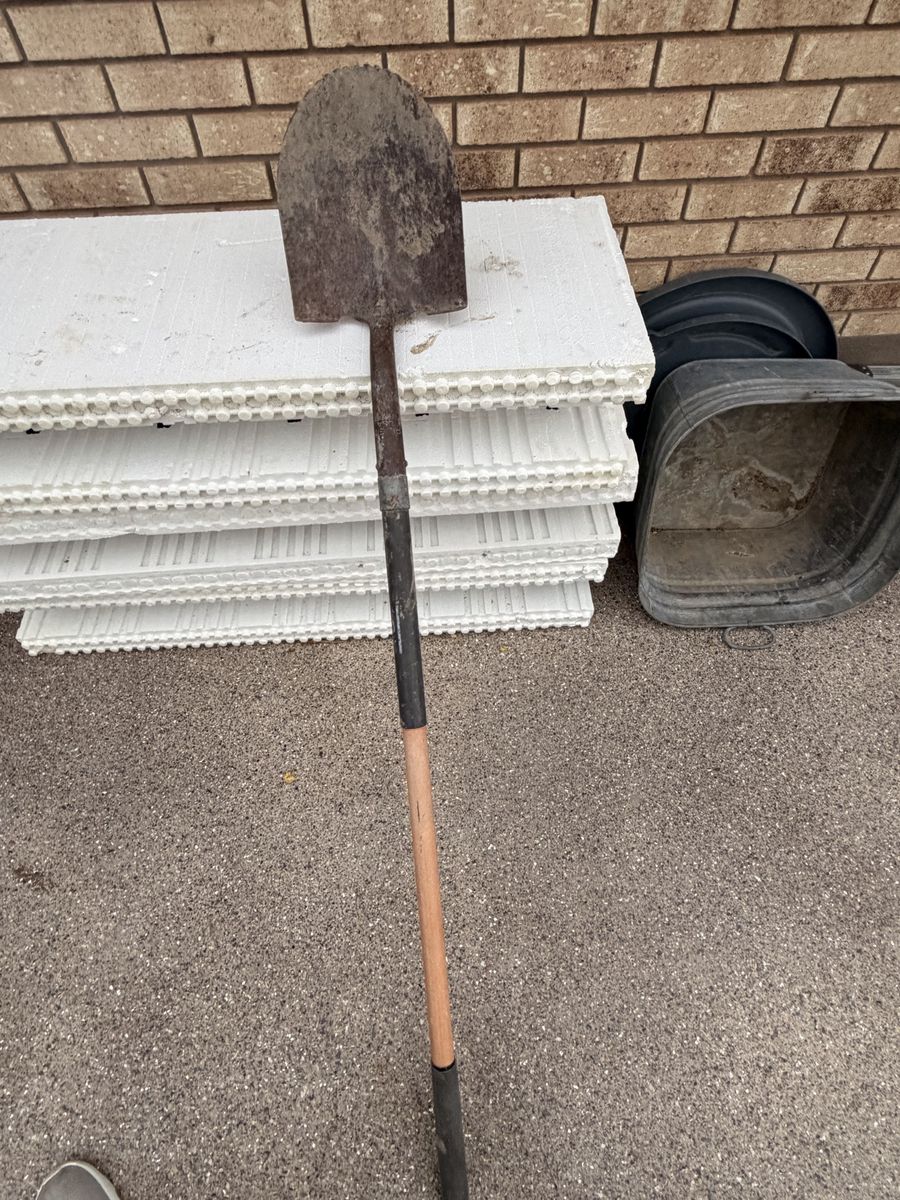 Used Heavy-Duty Metal Shovel with Wooden and Reinforced Handle