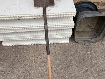 Used Heavy-Duty Metal Shovel with Wooden and Reinforced Handle