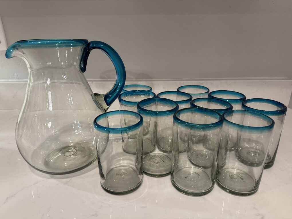 Mexican Hand Blown Glassware Set