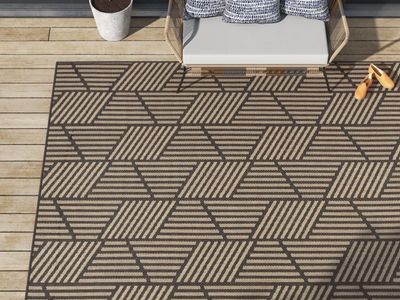 Geometic Outdoor Rug 8 X 10 Charcoal And Beige