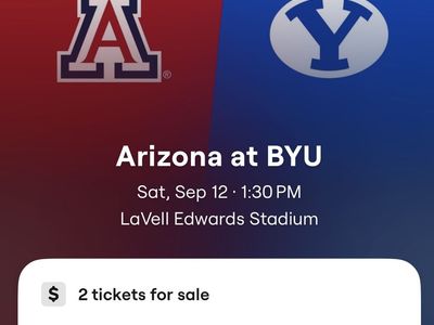 2 Tickets: Arizona at BYU Football - LaVell Edwards Stadium (Sec NORTH:124, Row 12)