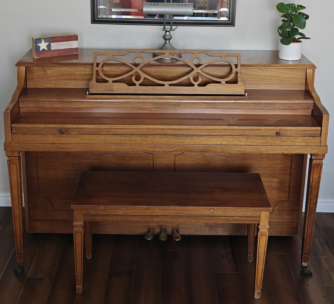 Kohler & Campbell Wood Upright Piano with Matching Bench