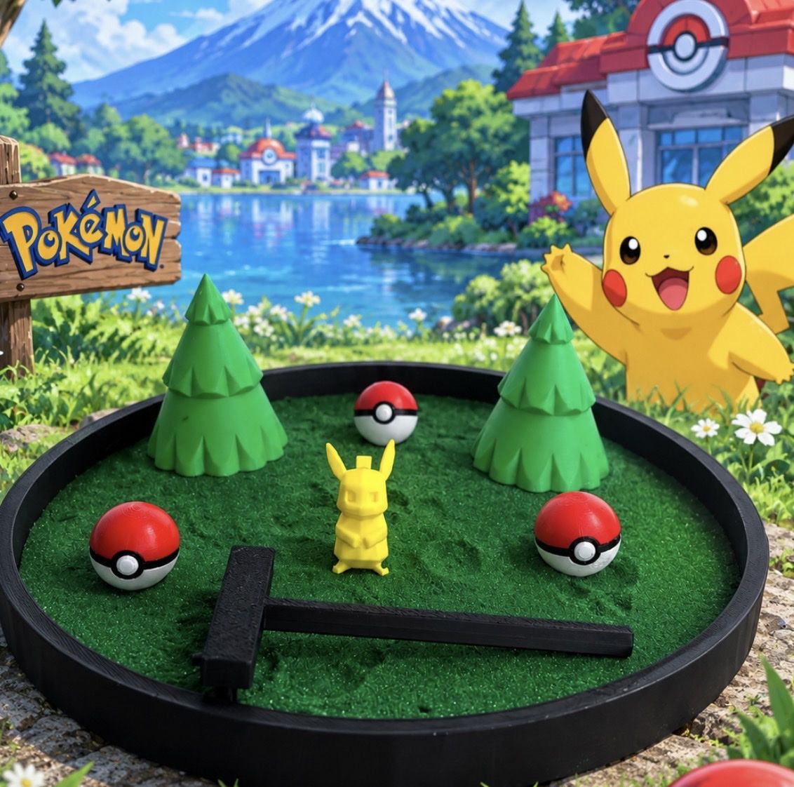Pokemon Pikachu Zen Garden Kit with Mini Figurines and Rake