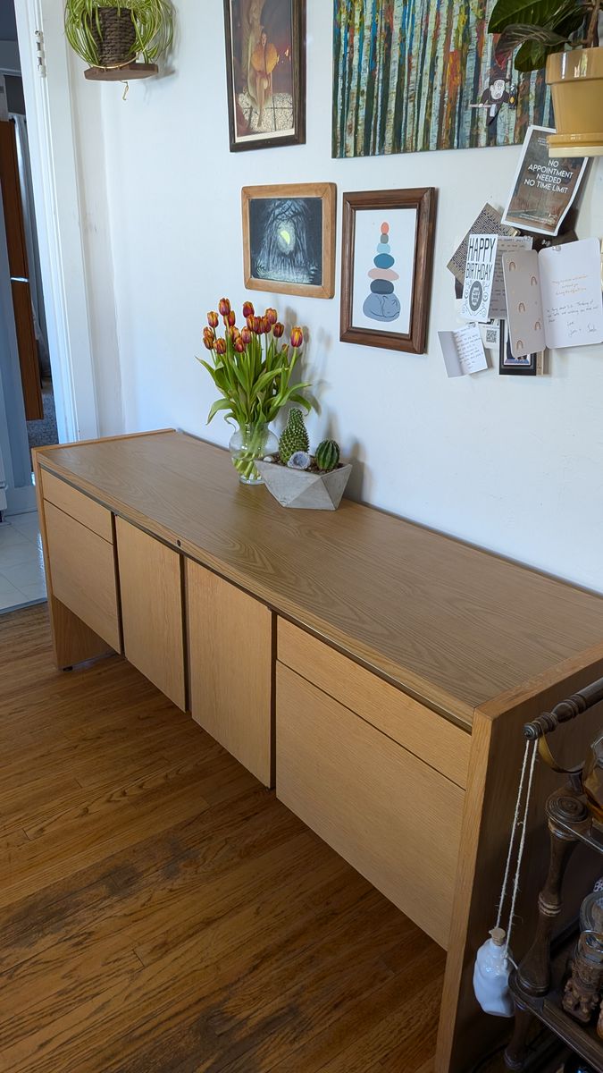 Oak Mid Century Credenza by Kimball Office Furniture