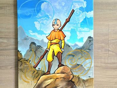 Original Hand-Painted Avatar The Last Airbender Aang Canvas Art (16x20)