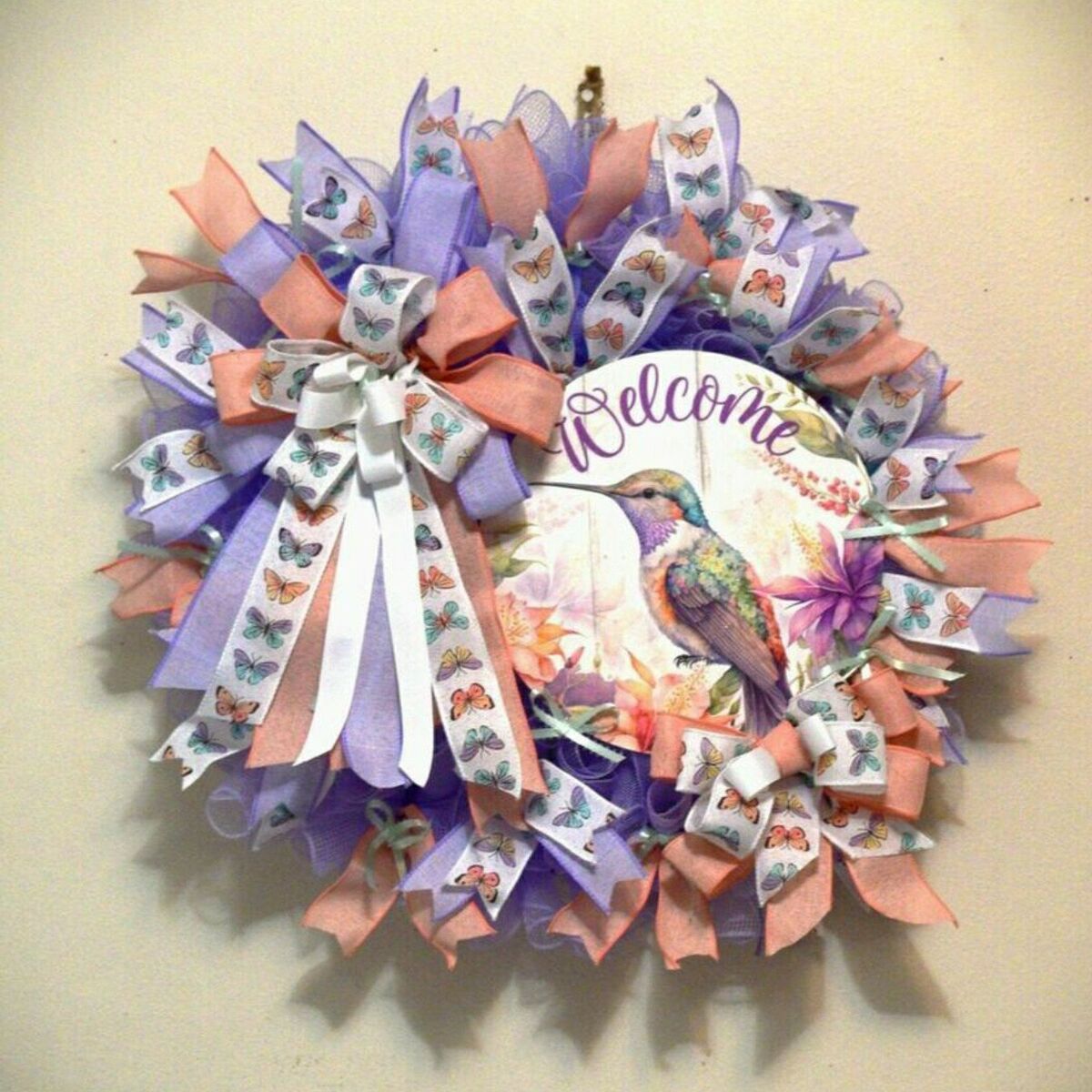 Handmade Hummingbird Welcome wreath