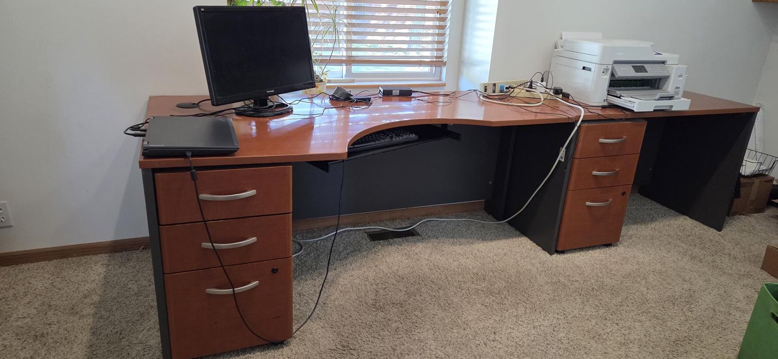 computer desk, office desk, file cabinets 2 piece desk