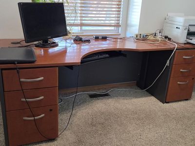 computer desk, office desk, file cabinets 2 piece desk