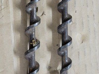 Vintage Long Wood Auger Drill Bits - Pair