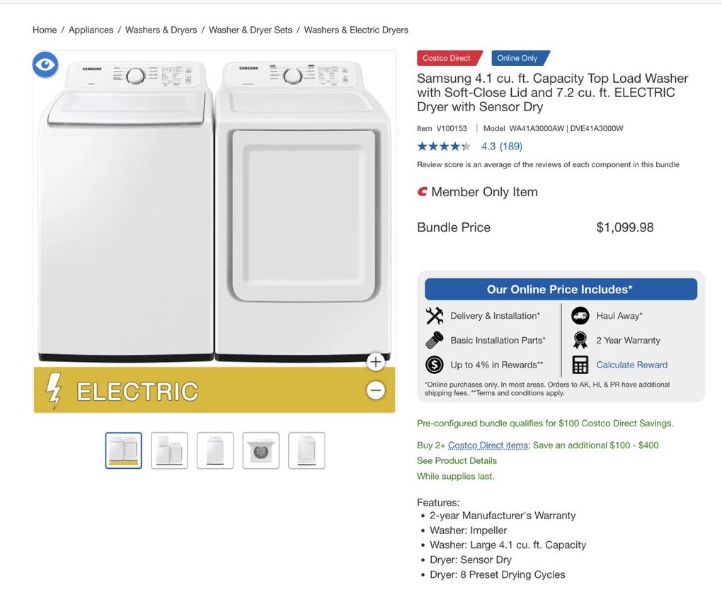 Samsung washer and Dryer Set