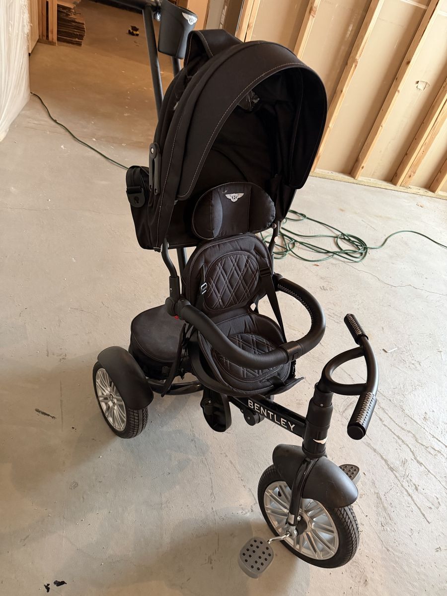 Bentley 6-in-1 Stroller Trike, Onyx Black - Push Tricycle & Stroller Combo, Excellent Condition