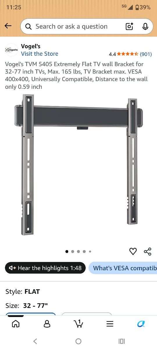 Vogels  Elite  TV Wall Mount for 32-77" TVs, Max 75 KG
