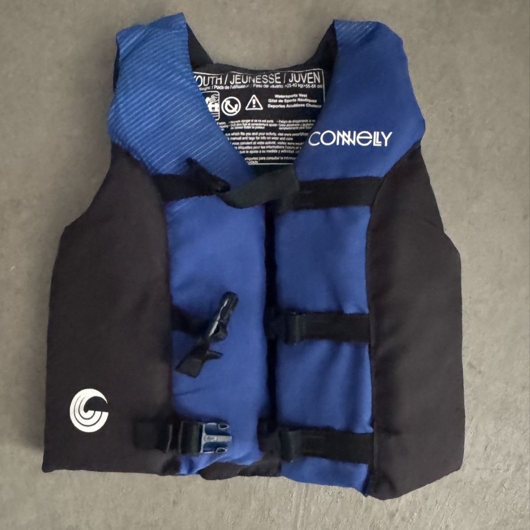 Connelly Youth Neo Vest Blue/Black Water Sport Life Jacket for 50-90 lbs