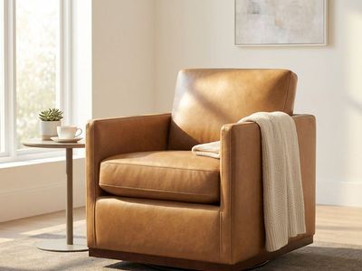 Kyle Saddle Top Grain Leather Swivel Mid Century