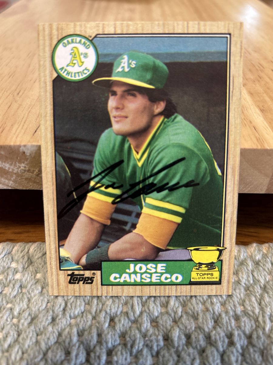 1987 Topps Jose Canseco Autograph Oakland A’s Hand Signed Baseball Card