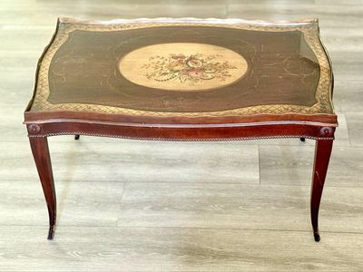 Antique Vintage Rosewood Inlay European Coffee Table