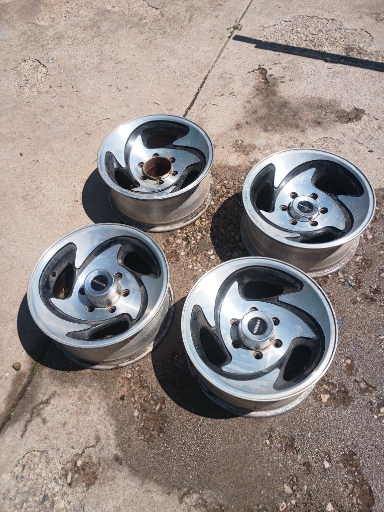 Set of 4 Modern 5-Spoke Alloy Wheels, Used - Good Condition