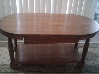 Small Vintage Wood Coffee Table w Drawer