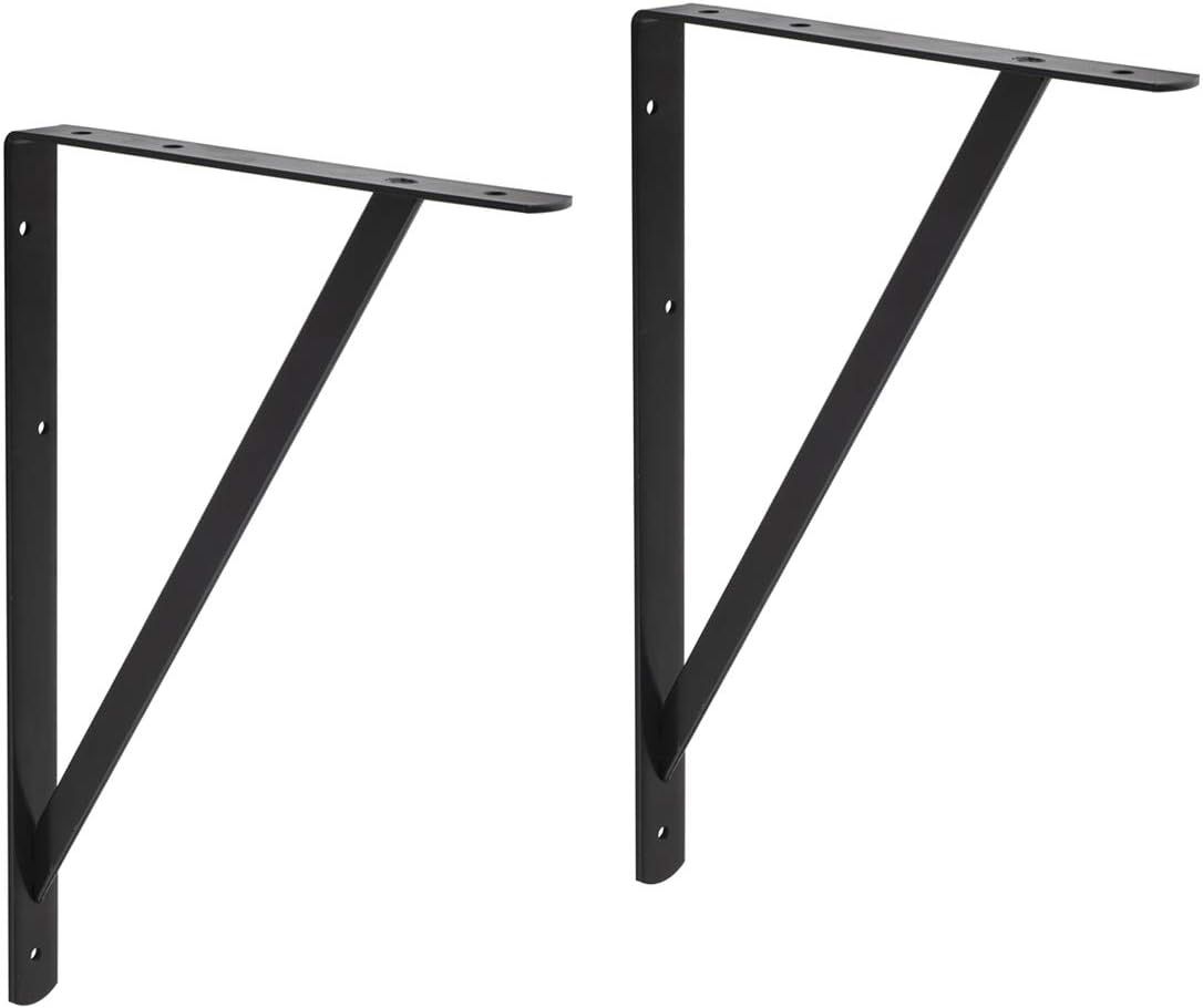 Amazon Basics Heavy-Duty Shelf Brackets, Black, 10-Pack (20 x 13 in)