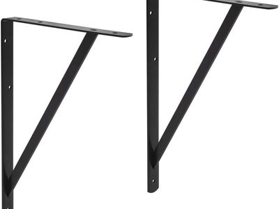 Amazon Basics Heavy-Duty Shelf Brackets, Black, 10-Pack (20 x 13 in)