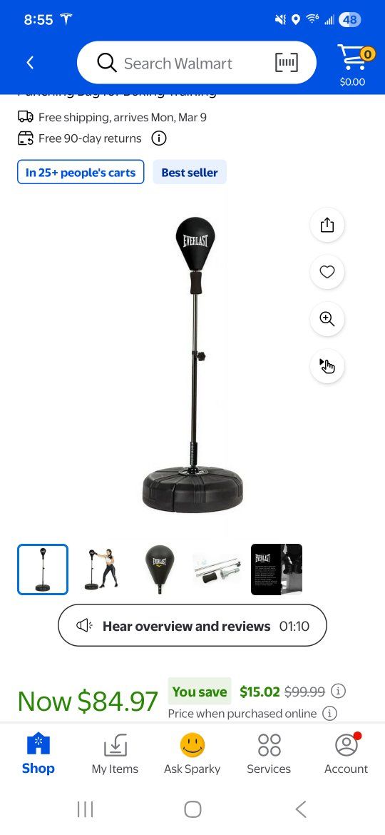 Everlast Adjustable Core Inverted Speed Bag Freest