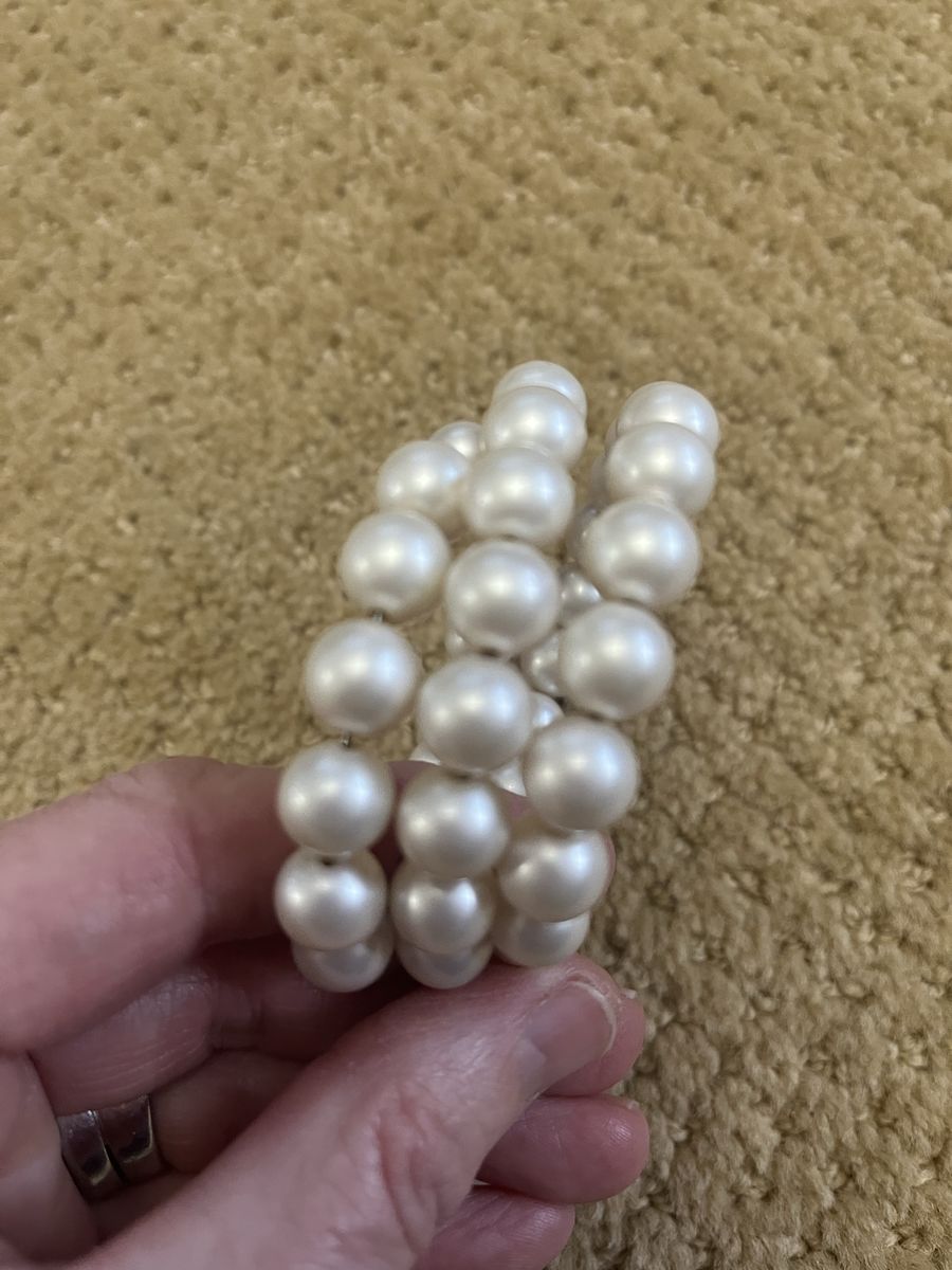 Vintage - Faux Pearl Curled Wire Bracelet - 1950's