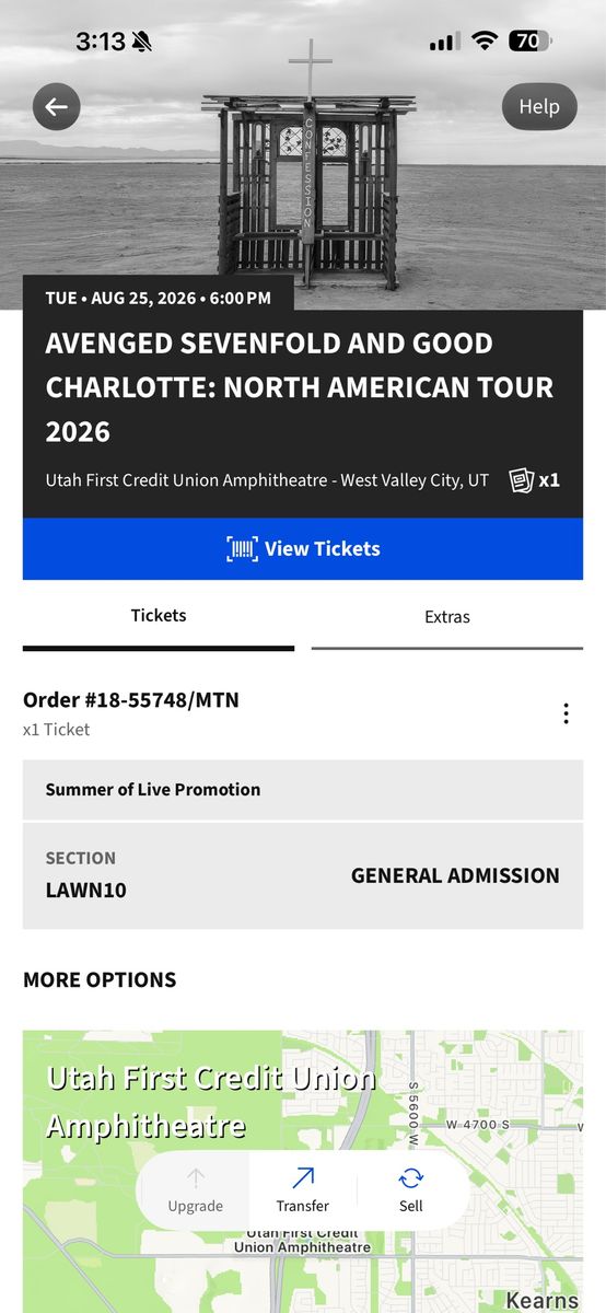 Avenged Sevenfold - Lawn Ticket 8/25