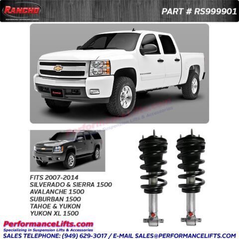 Rancho QuickLIFT RS999901 FRONT (Pair) Suspension Strut and Coil Spring Assembly 2007 - 2018 Chevy Silverado & GMC Sierra 1500