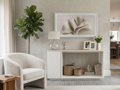 Minimalist White 53 Inch Entertainment Center & Media Bench – New In Box