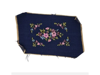 Vintage Needlepoint Floral Panel Unfinished Wool Canvas 23x15 DIY Upholstery