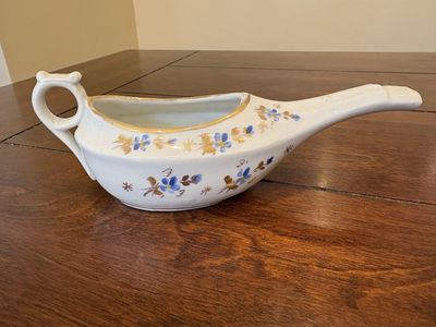 Antique Blue & Gold Flowers Invalid Cup or Feeder