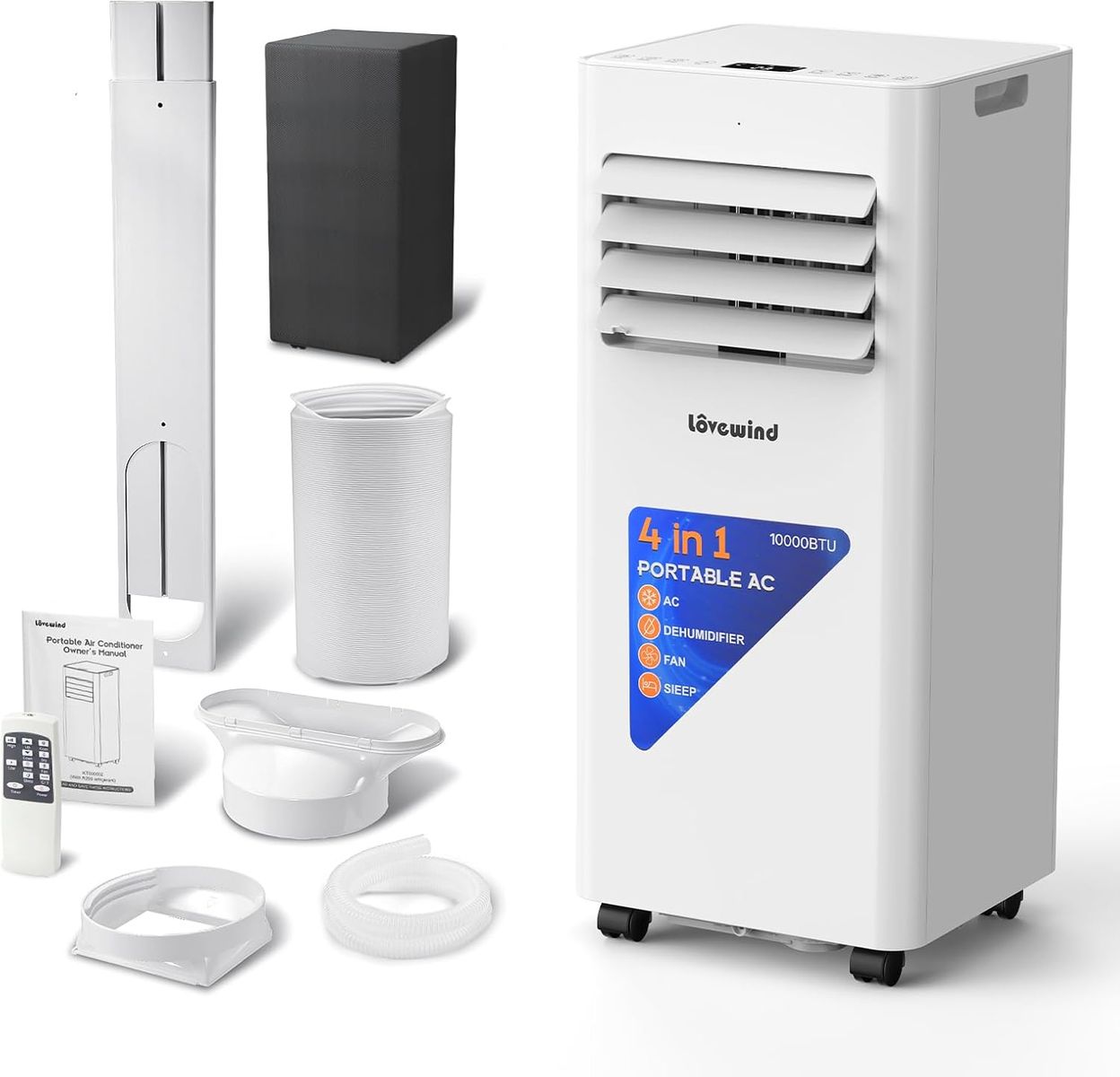 NEW 10000 BTU Portable Air Conditioner, 450 Sq.Ft Cooling, 4-in-1 Portable AC Unit with Dehumidifier, Fan, Sleep Mode
