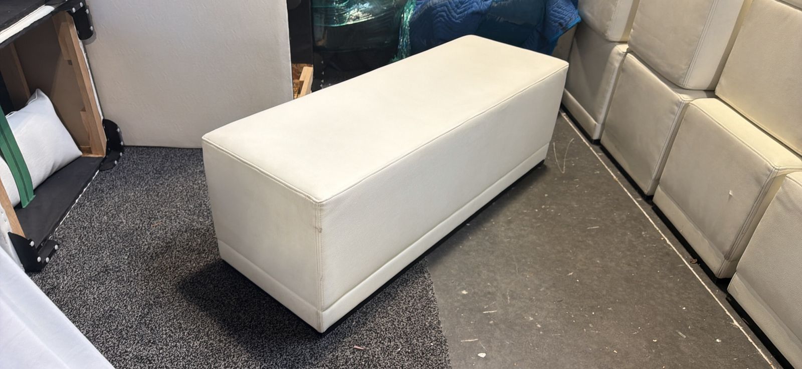 White Faux Leather Bench