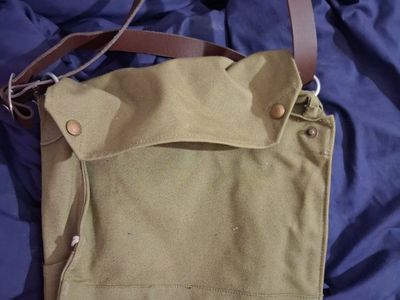 Vintage T&C 1942 Canvas & Leather Messenger Bag - Khaki WWII Era Shoulder Bag