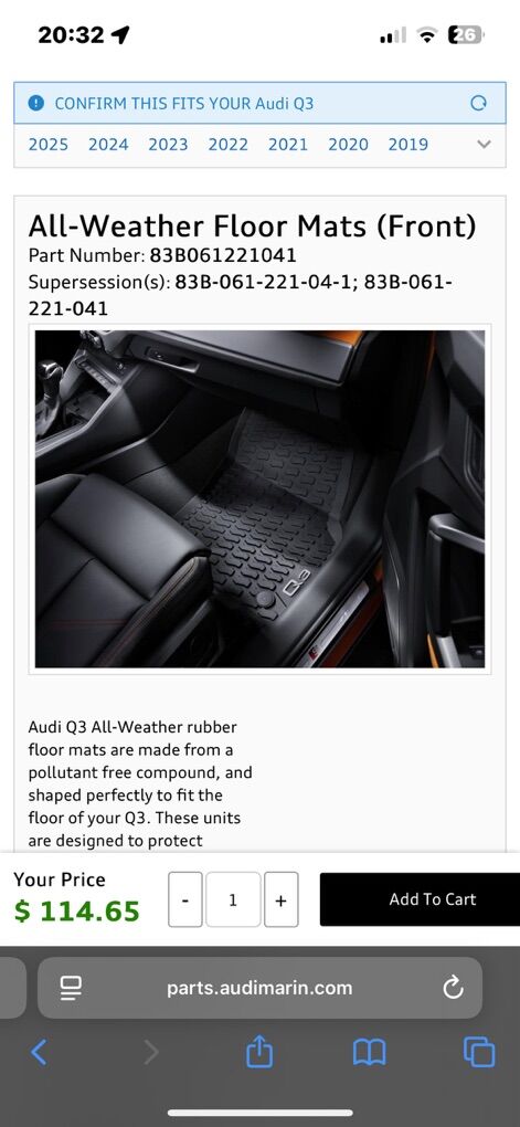All 4 Universal Audi Weather Mats