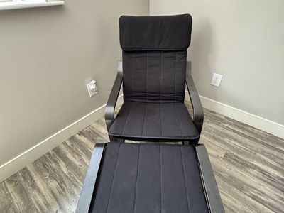Black Accent Chair with Matching Ottoman Footrest