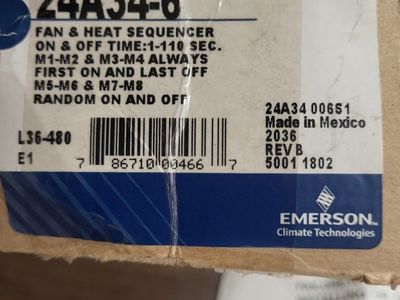 White-Rodgers 24A34-6 Fan & Heat Sequencer for Electric Furnaces 1-110 Sec On/Off