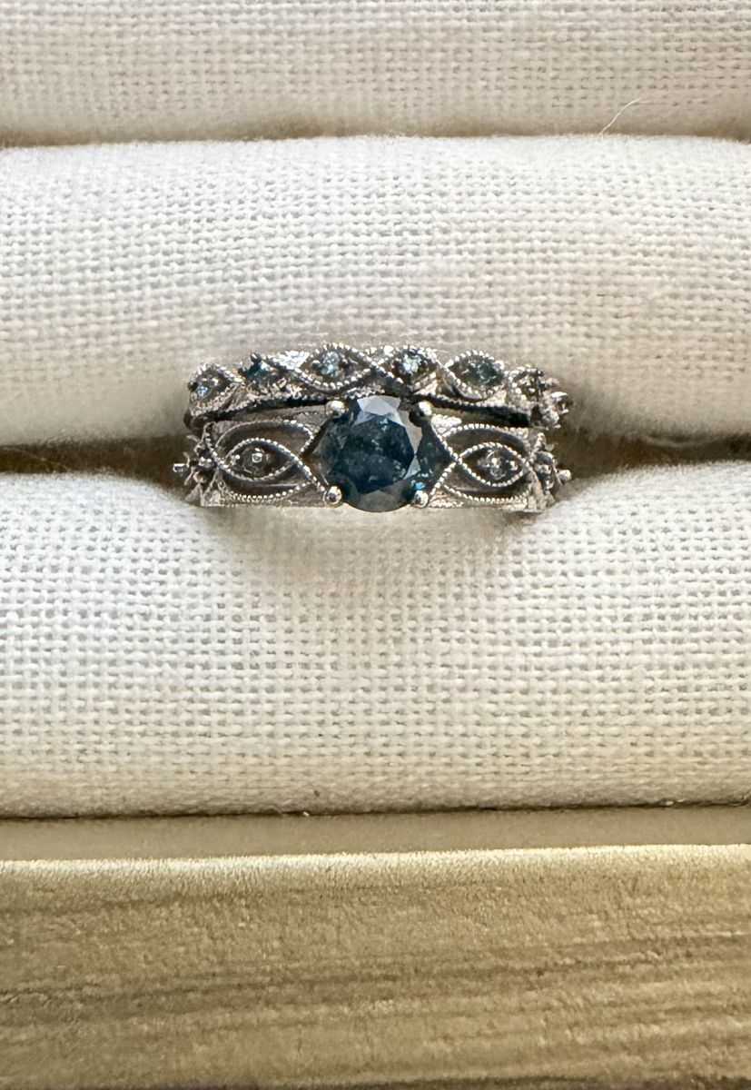 10k White Gold Diamond Ring Set