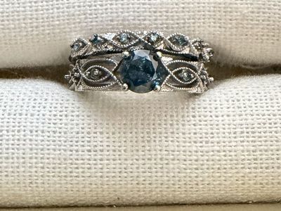 10k White Gold Diamond Ring Set