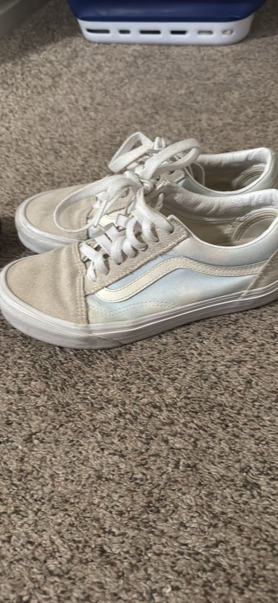 Vans Old Skool Suede Canvas Low Top Sneakers Women's 7.5 Light Blue/White