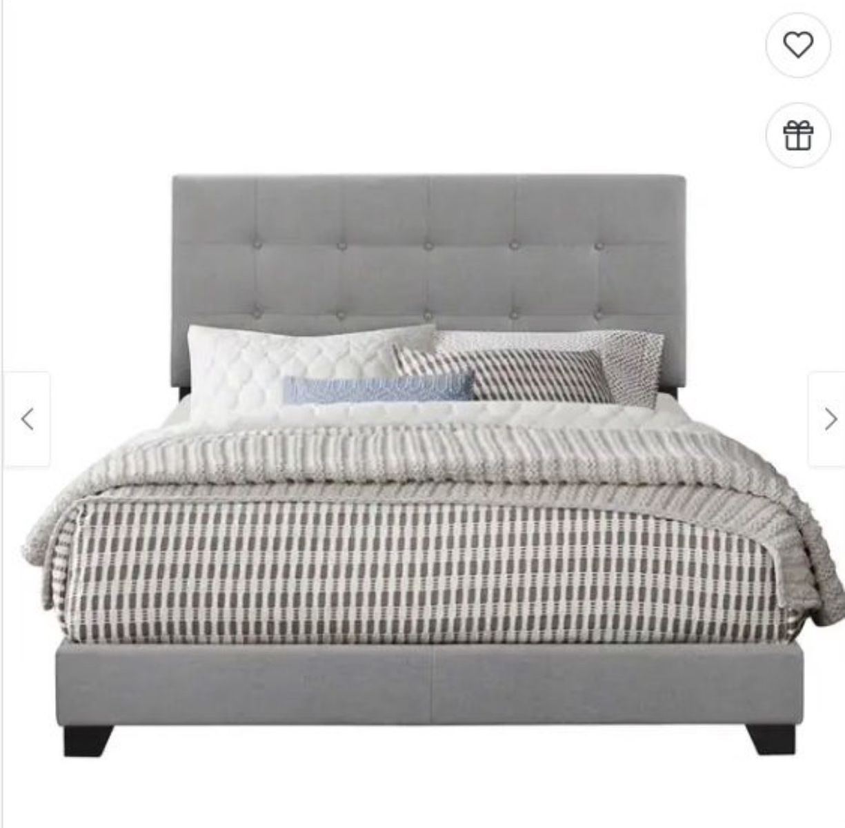 Glacier Grey Tufted Upholstered Bed Frame- Queen Size