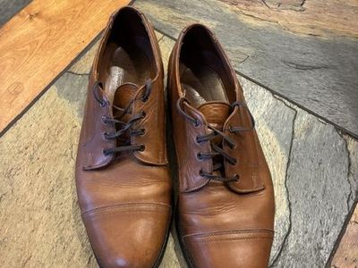 Allen Edmunds Derby Cap Toe Brown Leather Shoes, Size 10E, Very Good. Originally $170