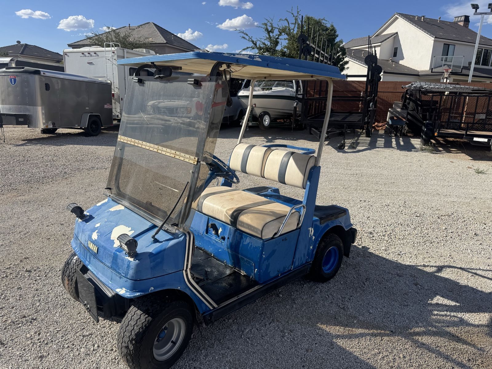 Yamaha Blue Golf Cart with Canopy Roof and Windshield - Electric - CAN DELIVER