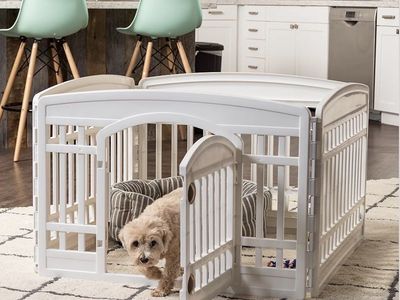 Expandable Pet Gate & Playpen, White, For Small Dogs up to 30lbs