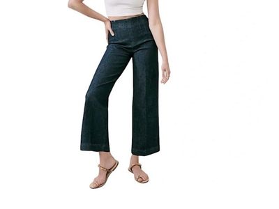 Spanx High-Waisted Cropped Wide Leg Denim Pants - Indigo (Large Petite)