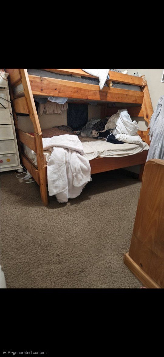 full mattress included Wooden Twin Over Full Bunk Bed
