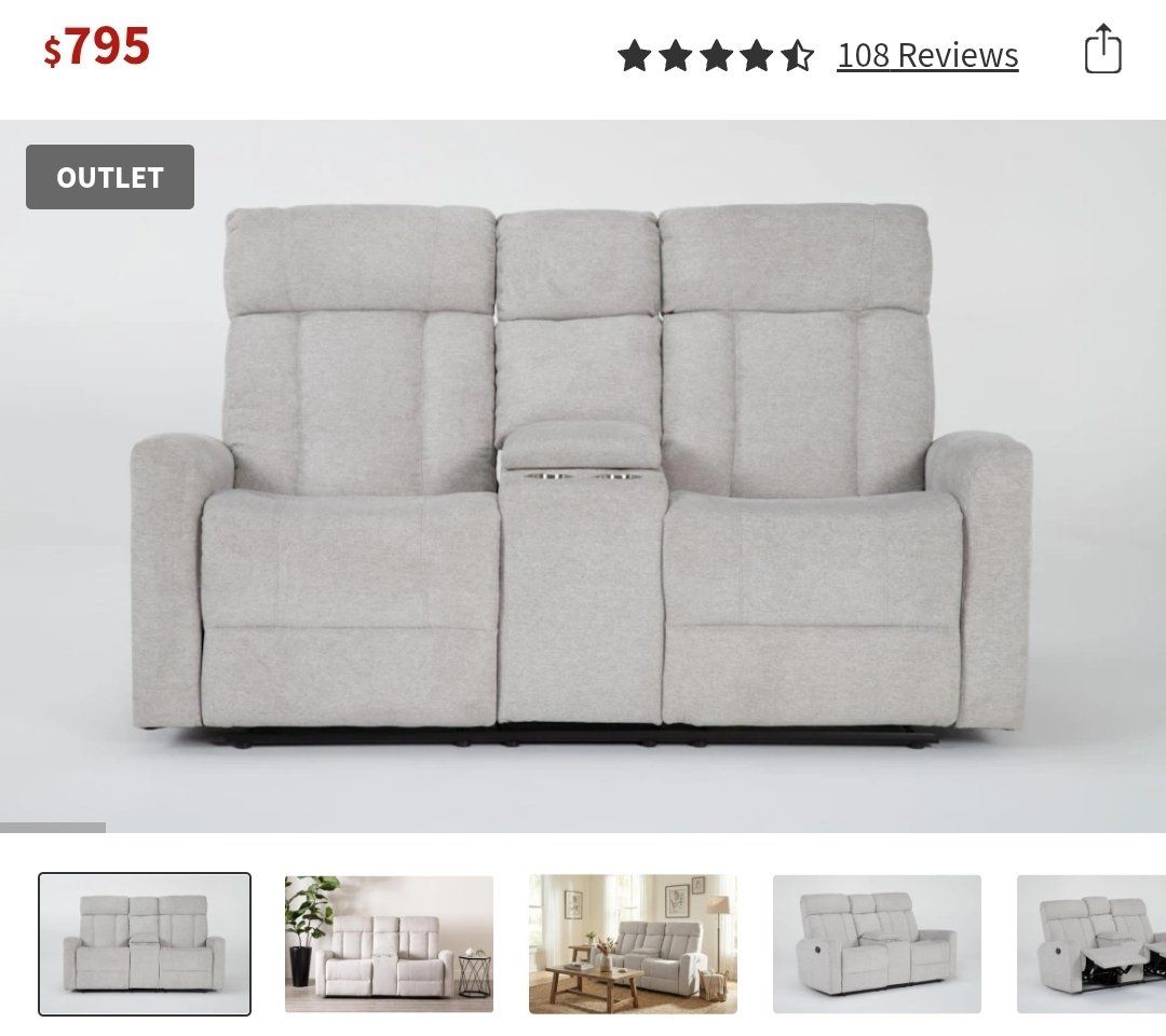 Like-New Reclining Loveseat w/ Console Cup Holders - Moving Sale
